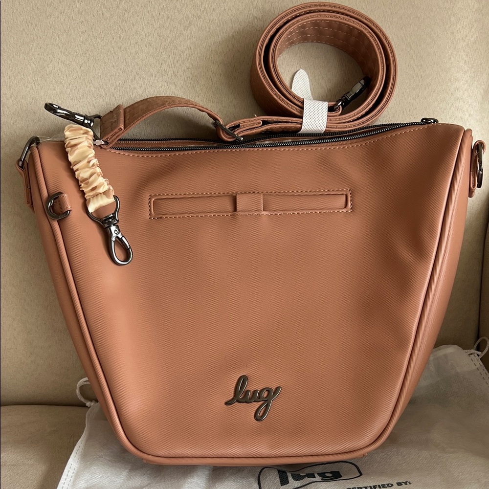 NWT Lug Quest Satin Luxe Vegan Leather Shoulder Bag in Chai Latte